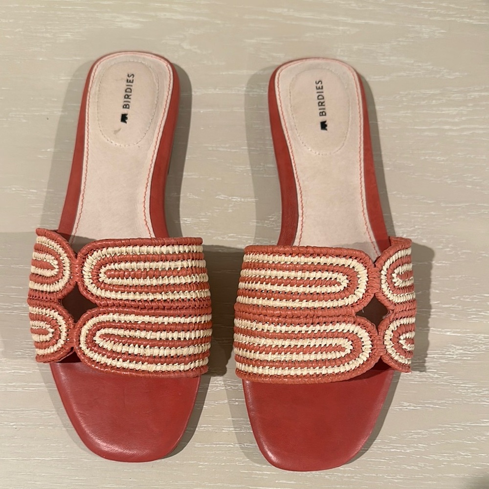 Birdies Women's Coral and Tan Slide Sandals